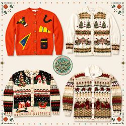 Vintage Heavy Knit Novelty Xmas Jumpers: 10pcs (CM..