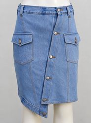 CR2250 UPCYCLED ASYMMETRIC UTILITY DENIM SKIRT