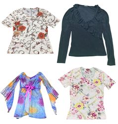 Y2K White & Pastel Floral Tops Mix