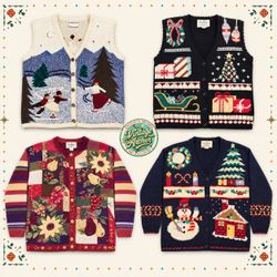 Vintage Heavy Knit Novelty Xmas Jumpers 10pcs (CM7..
