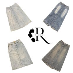 Y2K Era Cyber Girl Denim Maxi Skirt RW-2219