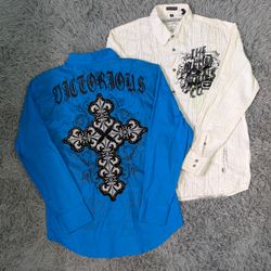 **Y2K Affliction Style Button Down Shirts