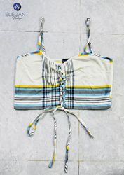 UPCYCLED Striped Lace Up Crop Top - EVR0618