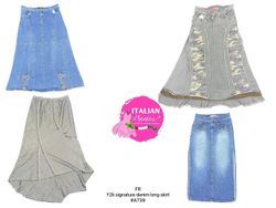 Y2k signature denim long skirt