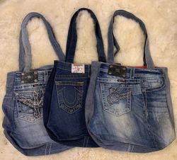 Upcycled Y2K Branded Denim Tote Bags