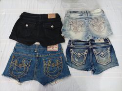 CR10570 Upcycled Mix Branded Mini Denim Shorts