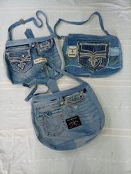 CR10690 Upcycled True Religion and Rock Revival Ba..