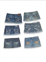 Vintage McBling Studded Pocket Denim Micro Skirts ..