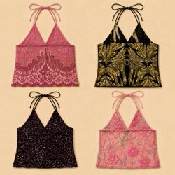 Y2k Upcycled Sparkle And Glam Backless Tops