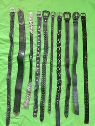 Cintos Pretos Estilo Y2K com Tachas Western