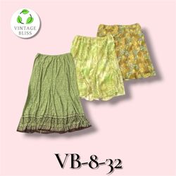 Y2K Green Floral Poly Skirt Wholesale Bundle Assor..