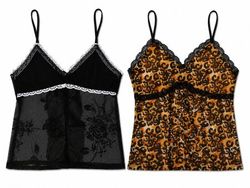CR1903 Upcycled Lace-Trim Babydoll Camisole Tops