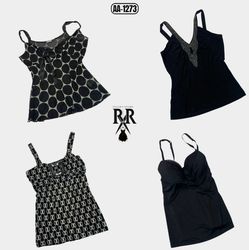Y2K Black Gothic Cami Tops (AA-1273)