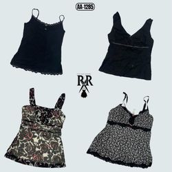 Y2K Black Gothic Cami Tops (AA-1285)