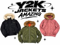 Y2K JACKETS Fur Hood Trim