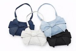 CR1987 Upcycled Denim Bow Shoulder Bag