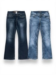 (FV-2257) Y2K Boyfriend Embroidery Flared Denim Je..