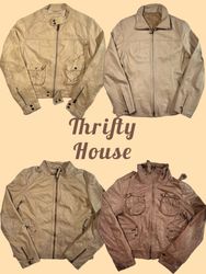 Y2K Retro Brown & Beige Leather Jackets(TH/763)