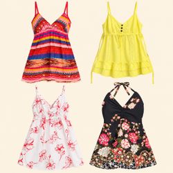 Y2k Tropical Cotton Camitops
