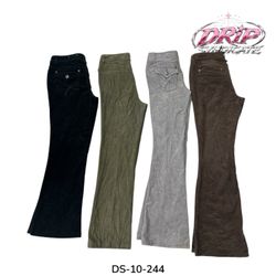 Pantalons en velours côtelé à jambes évasées (DS-1..