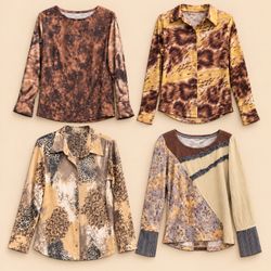 Y2k Earthy Boho Print Tops