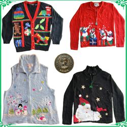 Vintage Heavy Knit Novelty Jumper Sweater Ugly Chr..