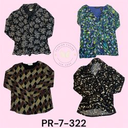 Women’s Printed Poly Long Sleeve Blouse(PR-7-322)
