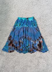 CN*1006**Y2K Boho Floral Poly Skirt Cottagecore Fa..