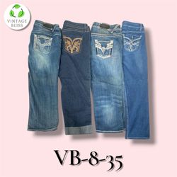 Y2K Vintage Embroidered Denim Capri Wholesale Bund..