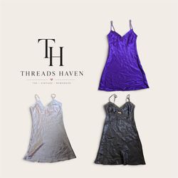 THB00038 Y2K Slip & Silk Dresses – Vintage Satin P..