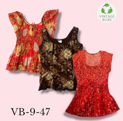 Y2K Printed Poly Blouse Short Sleeve Wholesale Bun..