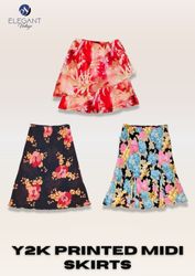 Y2K Printed Midi  Skirts - EV2365