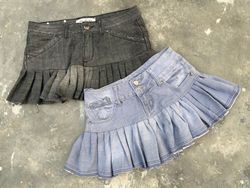 Upcycled Y2k Denim Pleated Mini Skirt