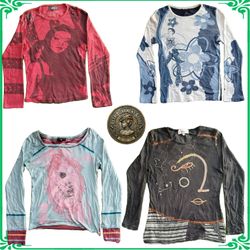Vintage Y2K Fashion Long Sleeve Tops Blouses Colle..