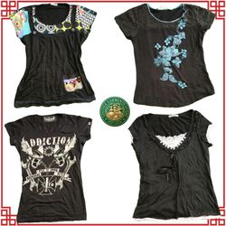 Trendy Y2K Ladies Short Sleeve Blouses Vintage Aes..