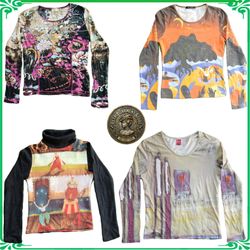 ✨ Women's Y2K Printed Blouses & Long Sleeve Tops B..