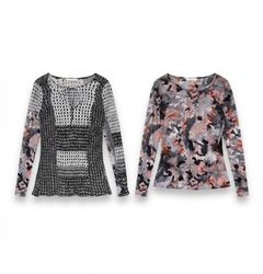 (FV-2166) Y2K Mesh & Printed Tops Bundle | Animal ..
