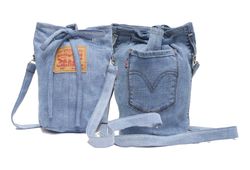 CR1954 UPCYCLED DENIM DRAWSTRING BUCKET BAG
