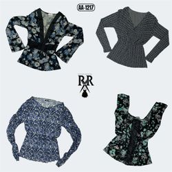 Y2K Dark Floral Peplum Mix Tops (AA-1217)