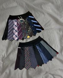 Upcycled Necktie Patchwork Mini Skirt