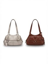(FV-2533) Sac à épaule monogramme marron style vin..