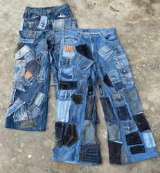Upcycled Denim Patchwork Baggy Style Jeans