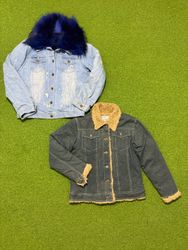 Yv1232 Sherpa Lined Fur Collar Denim Jackets