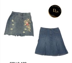 Women’s Y2K Denim Midi Skirt – Retro Casual Fashio..