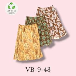 Y2K Brown Floral Printed Poly Skirt Wholesale Bund..