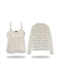 (FV-2707) Collection de Tops en Dentelle Blanche V..