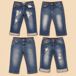 Y2K Distressed & Faded Denim Capris
