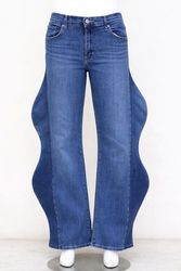 CR1938 Upcycled Denim Sculpted Wave Flare jeans