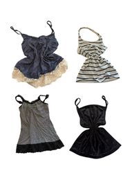 Y2K Slate Blue Cream Lace Trim Camisoles-ST-302