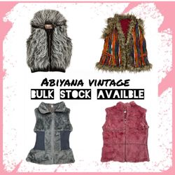 Y2K Fur Vests Bundle - Faux Fur Gilet, Afghan & Bo..